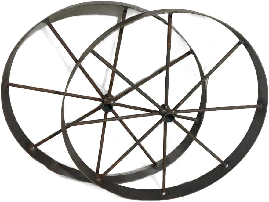 PAIR 2pcs 12" Decorative Steel Metal Wagon Wheels